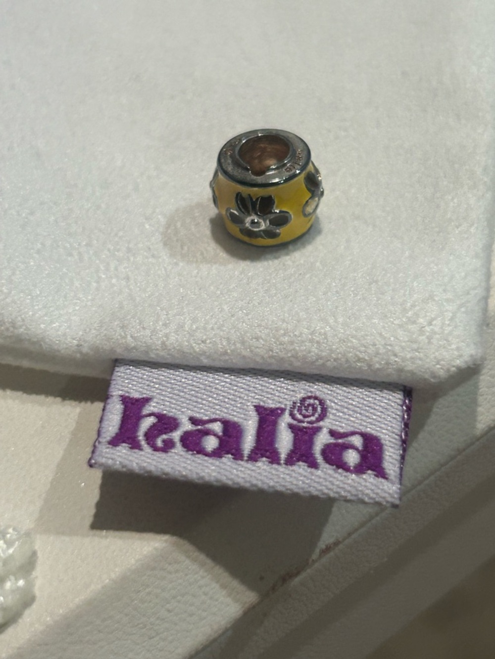 Pandora-style “Joyful Reminder” - Yellow Floral Charm Bead - Sterling Silver